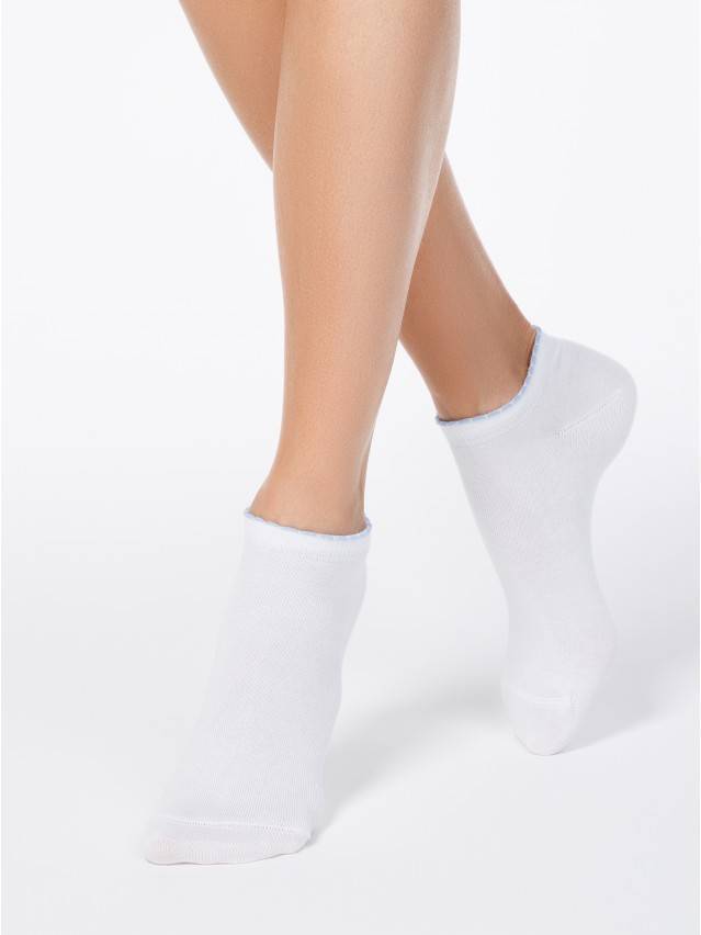 Шкарпетки жіночі бавовняні ACTIVE (короткі, з пікотом),р. 23, 041 білий-блакитний - 1