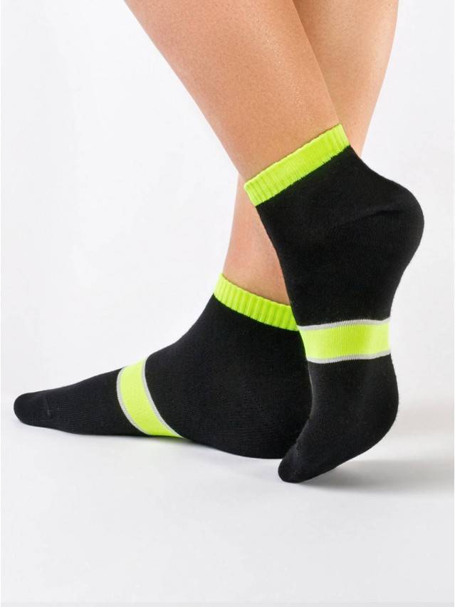 Шкарпетки жіночі бавовняні CLASSIC (короткі),р. 23, 066 чорний-салатовий - 1