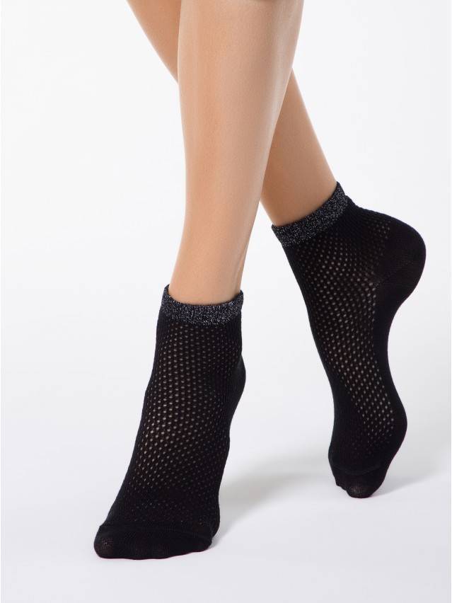 Шкарпетки жіночі бавовняні AJOUR (короткі, люрекс) 15С-81СП, р. 23, 077 чорний - 1