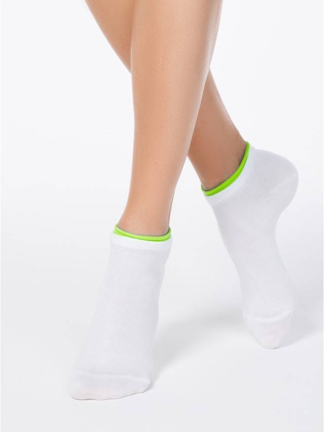 Шкарпетки жіночі бавовняні ACTIVE (декор. резинка),р. 23, 035 білий-салатовий - 1