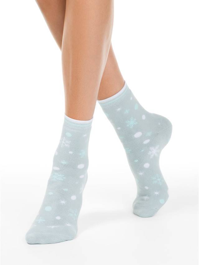 Комфортні теплі махрові жіночі шкарпетки з бавовни, з малюнками. - 1