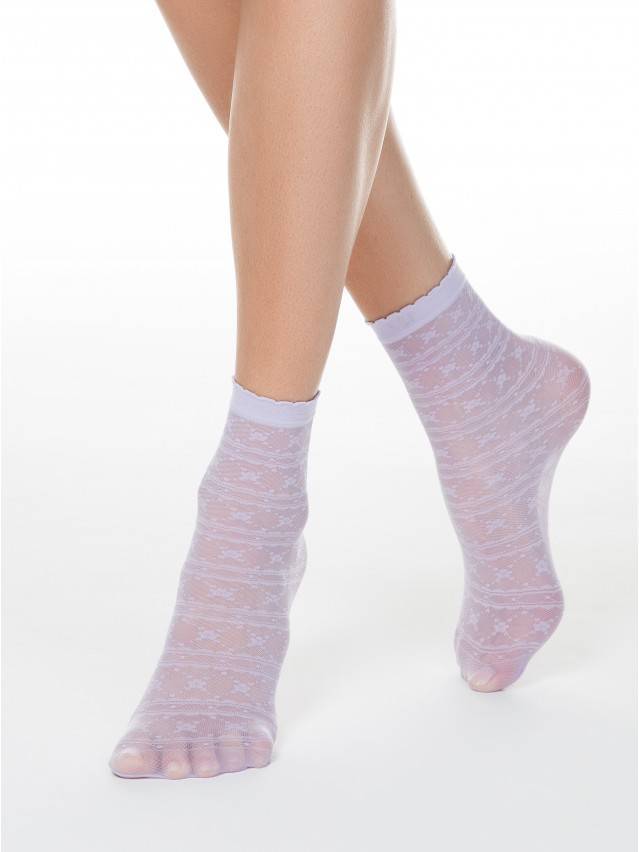 Жіночі фантазійні шкарпетки 20 ден з ажурним малюнком, без п'яти, борт з пикотом. - 1
