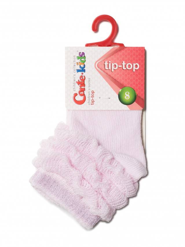 Дитячі шкарпетки з бавовни, з декоративним пагольонком у вигляді пелеринки, резинка з люрексом, однотонні. Для дівчаток. - 2