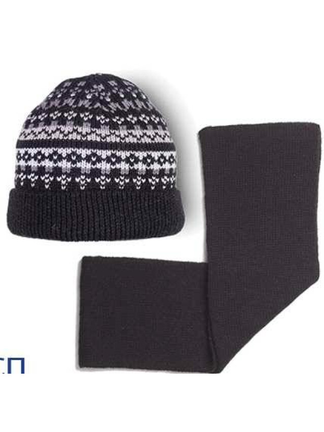 Комплект дитячий трикотажний: шапка та шарф, 14С-25СП; 14С-27СП, р.52; 13*106, чорний - 1
