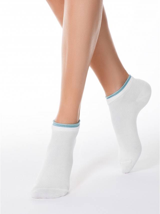 Шкарпетки жіночі бавовняні ACTIVE (декор.резинка) 12С-32СП, р.36-37, 035 білий-світло-блакитний - 1