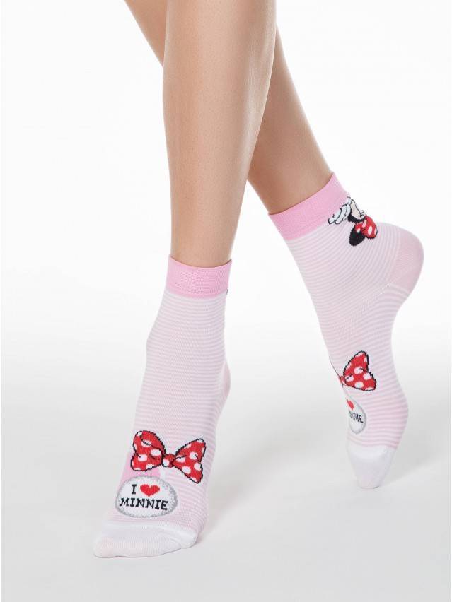Жіночі шкарпетки з бавовни із зображенням чарівної Мінні Маус. В них ви будете милою і кокетливою, як модниця Мінні. - 1
