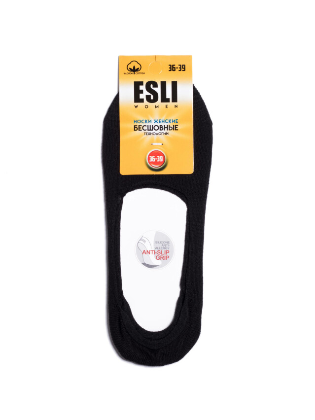 Шкарпетки жіночі бавовняні ESLI (підслідники) C-WI-01, р.36-39, 000 чорний - 1