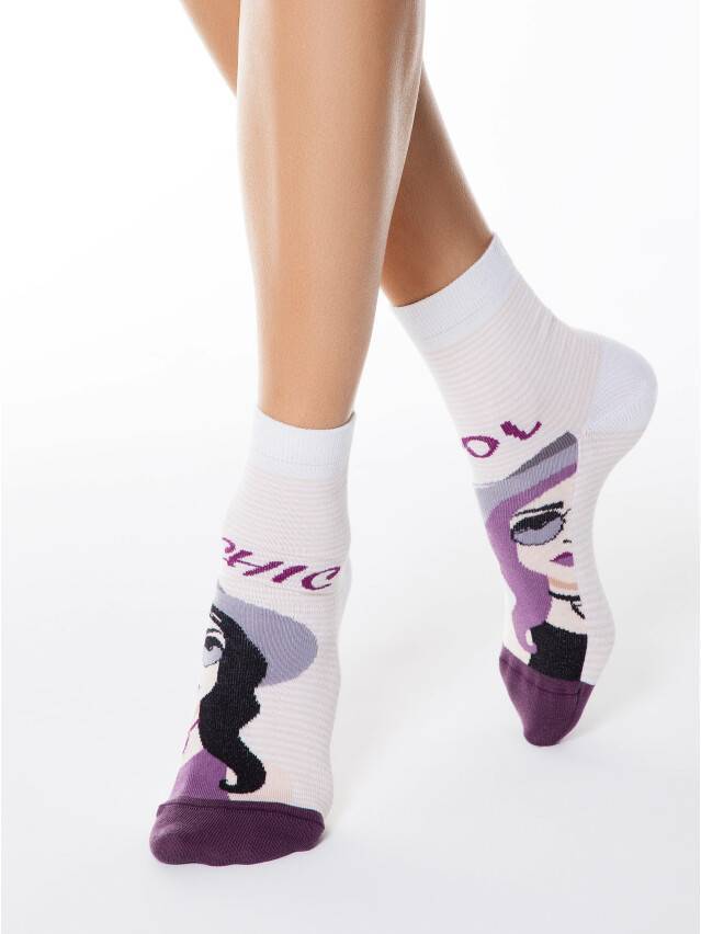 Шкарпетки жіночі бавовняні HAPPY 17С-21СП, р.36-37, 133 абрикос-фіолетовий - 1