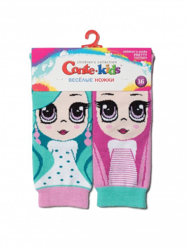 Комфортні теплі махрові дитячі шкарпетки з бавовни, з малюнками «ляльки тільди». Для дівчаток. - 2