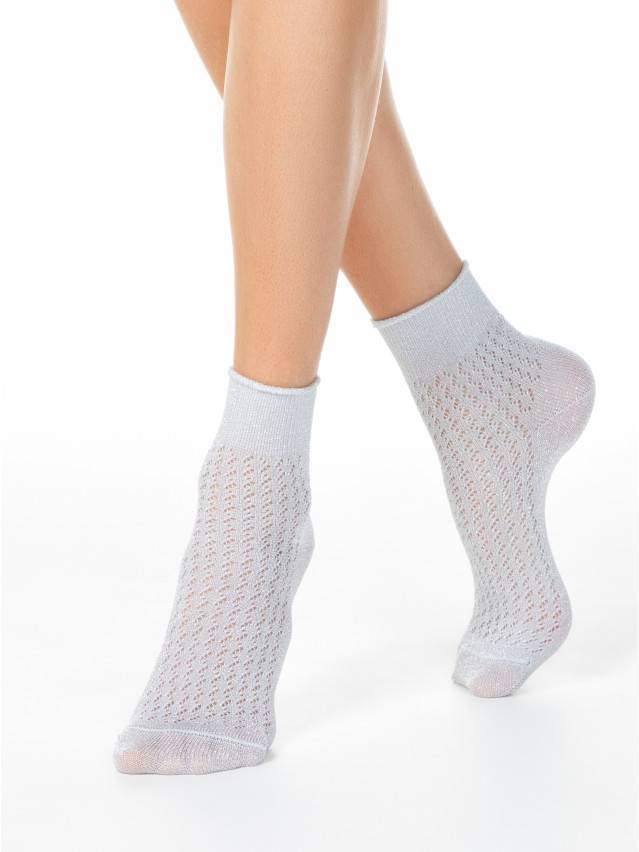 Ажурні жіночі шкарпетки з віскози з люрексом, без резинки, з ажурними малюнками. - 1