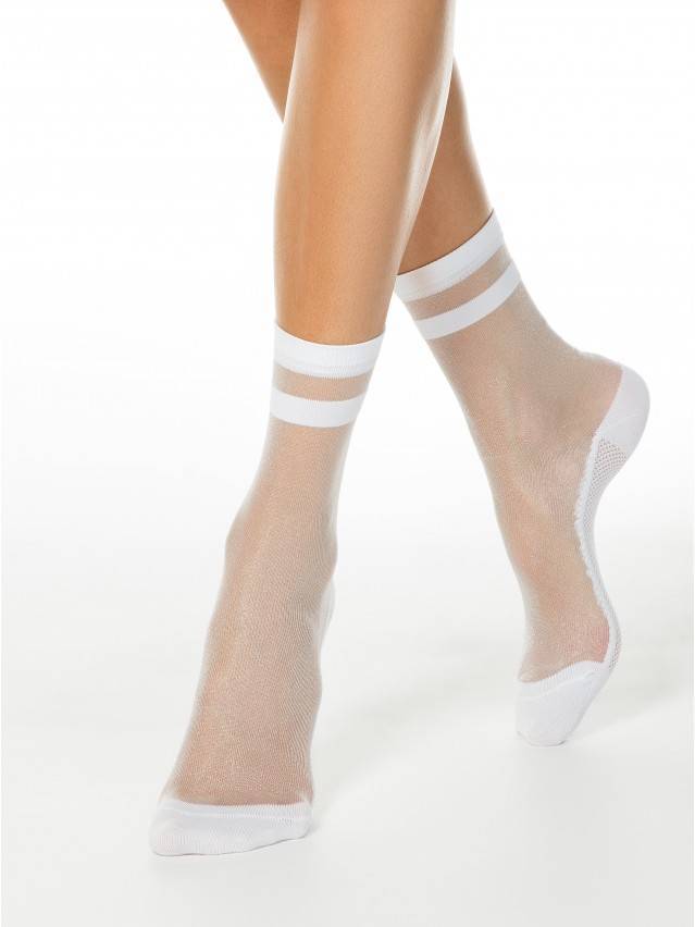 Жіночі фантазійні шкарпетки зі вставками з прозорої сітки, з вив'язаною п'яткою. - 1