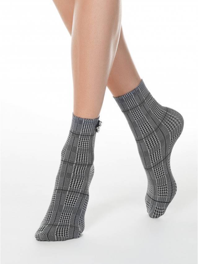 Щільні жіночі фантазійні шкарпетки з геометричним малюнком, без п'ятки, з декором. - 2
