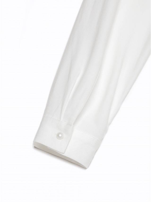 Блуза жіноча з текстильної тканини з довгим втачним рукавом і спущеною лінією плеча. По низу рукавів пришиті манжети із застібкою на - 6