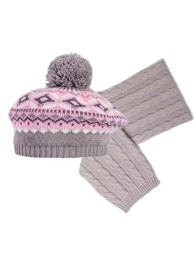 Комплект дитячий трикотажний берет та шарф 14С-24СП;14С-26СП, р.50; 17*117, сірий - 1