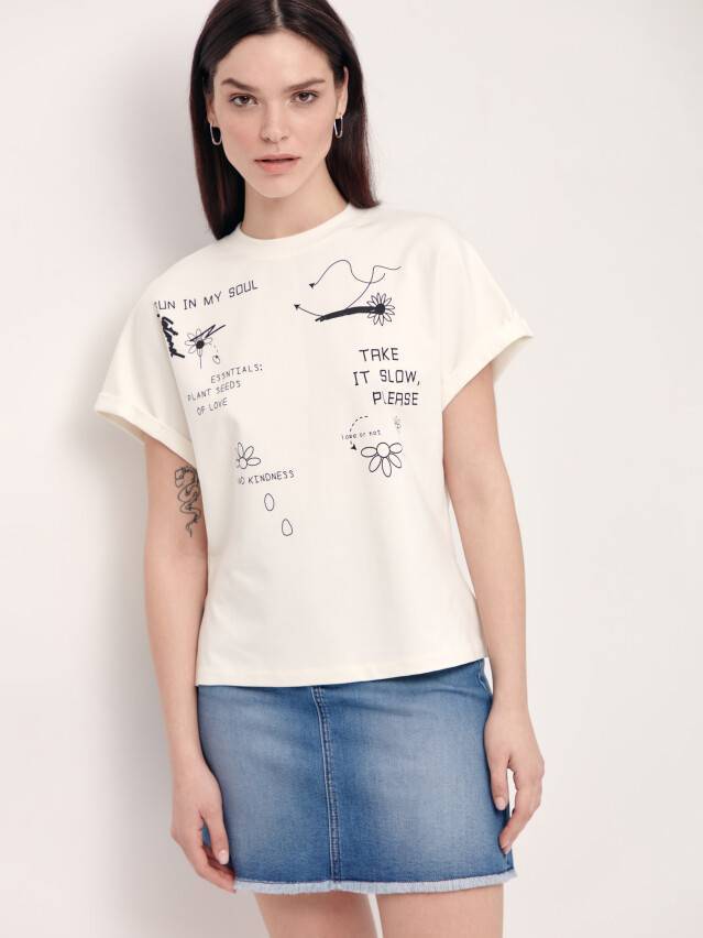 Жіноча футболка CE LD 1773, р.170-84, ecru - 2