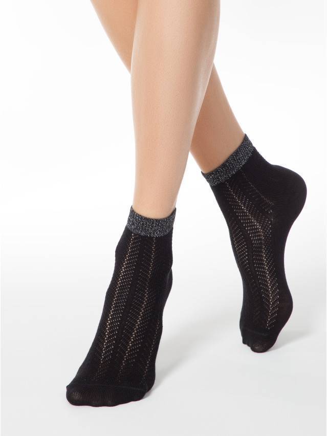 Шкарпетки жіночі бавовняні AJOUR (люрекс) 15С-82СП, р.36-37, 076 чорний - 1