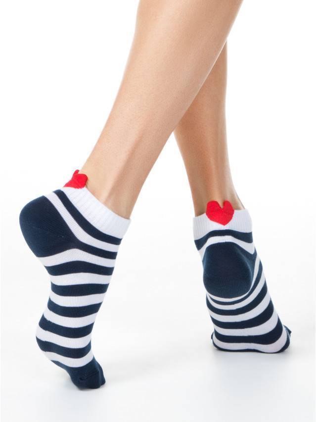 Укороченные женские Шкарпетки из хлопка, с декоративным пикотом в виде сердечек, с рисунками. - 1
