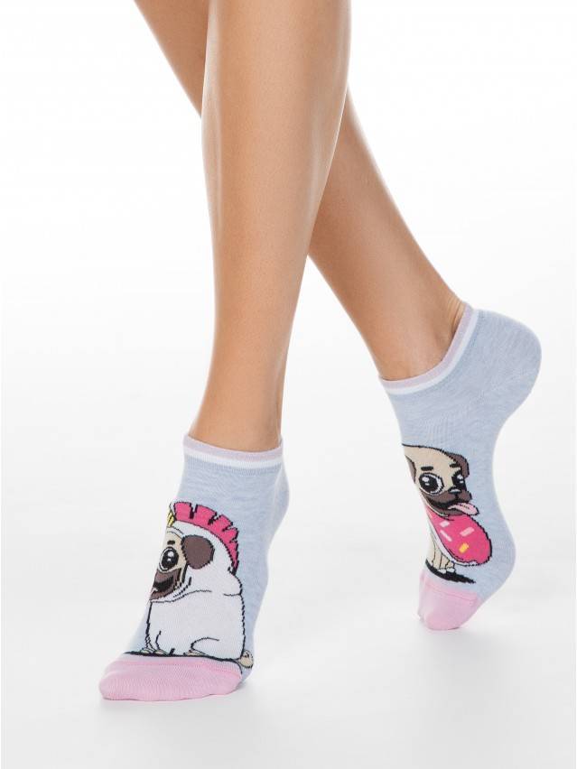 Укорочені жіночі шкарпетки з бавовни, з незвичайними асіметричними або різними малюнками - 1