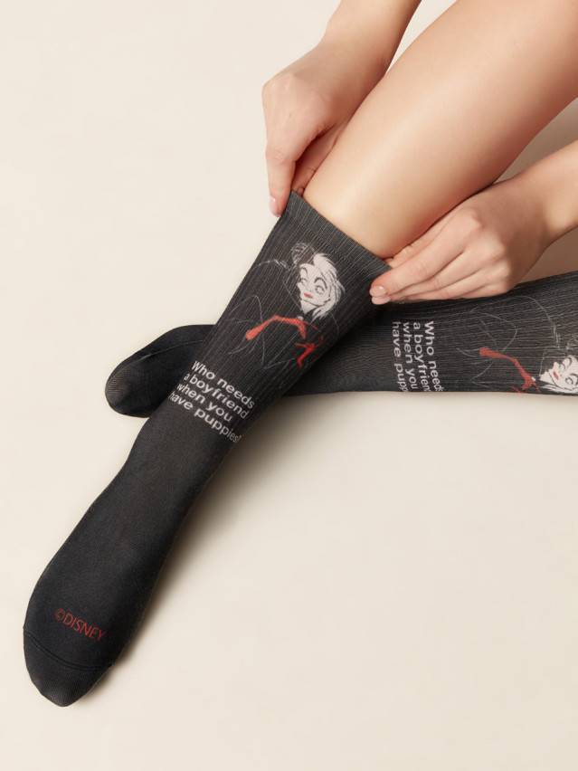 Шкарпетки жіночі бавовняні CE DISNEY (подовжені) 19С-236СПМ, р.23-25, 348 чорний - 1