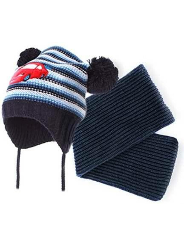 Комплект дитячий трикотажний: шапка та шарф, 13С-60СП; 13С-61СП, р.50; 15*102, темно-синій-блакитний - 1