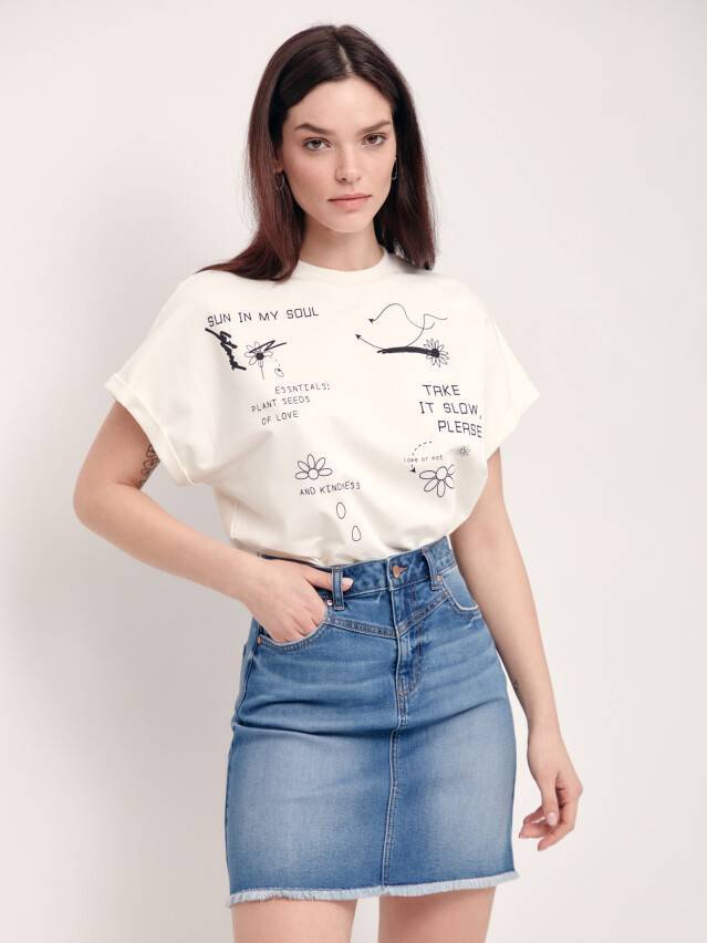 Жіноча футболка CE LD 1773, р.170-84, ecru - 1