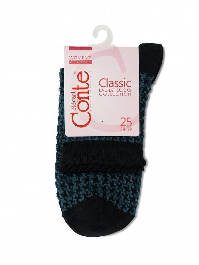 Шкарпетки жіночі бавовняні CLASSIC (з пікотом) 14С-93СП, р. 23, 056 чорний-темно-бірюзовий - 2
