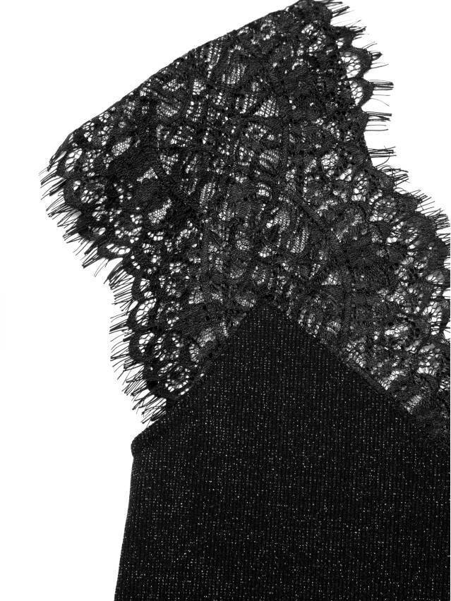 Джемпер жіночій із трикотажного полотна комбінований без рукавов. Верхня часть переда і спінкі виконана із отдєлочного кружевного - 5