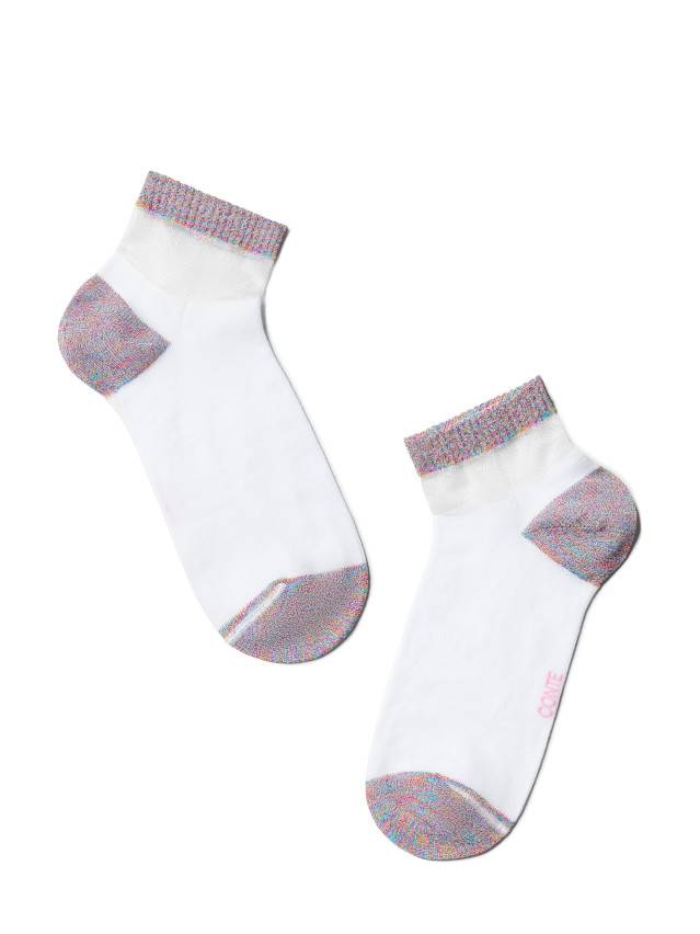 Укорочені жіночі шкарпетки з бавовни з різнокольорового люрекса, с прозрачной сєткой на паголенке. - 2