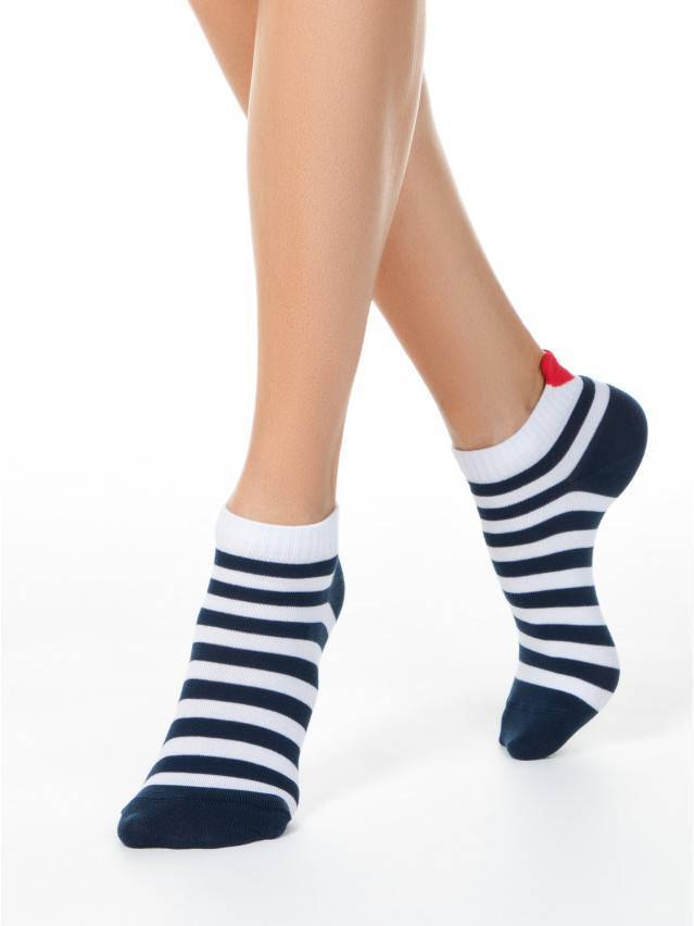 Укороченные женские Шкарпетки из хлопка, с декоративным пикотом в виде сердечек, с рисунками. - 2