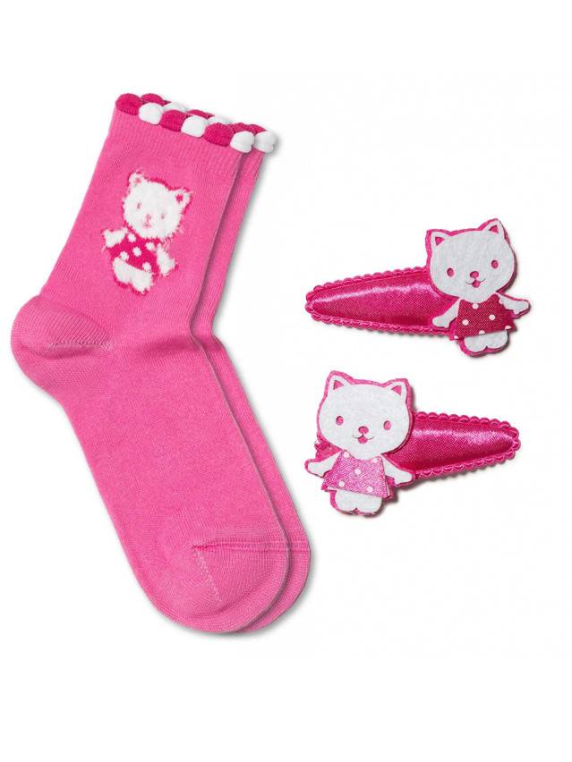 Дитячі шкарпетки з бавовни в комплекті з дитячими шпильками для волосся (2 шт.),малюнки на шкарпетках вив'язані об'ємною пухнастою - 1
