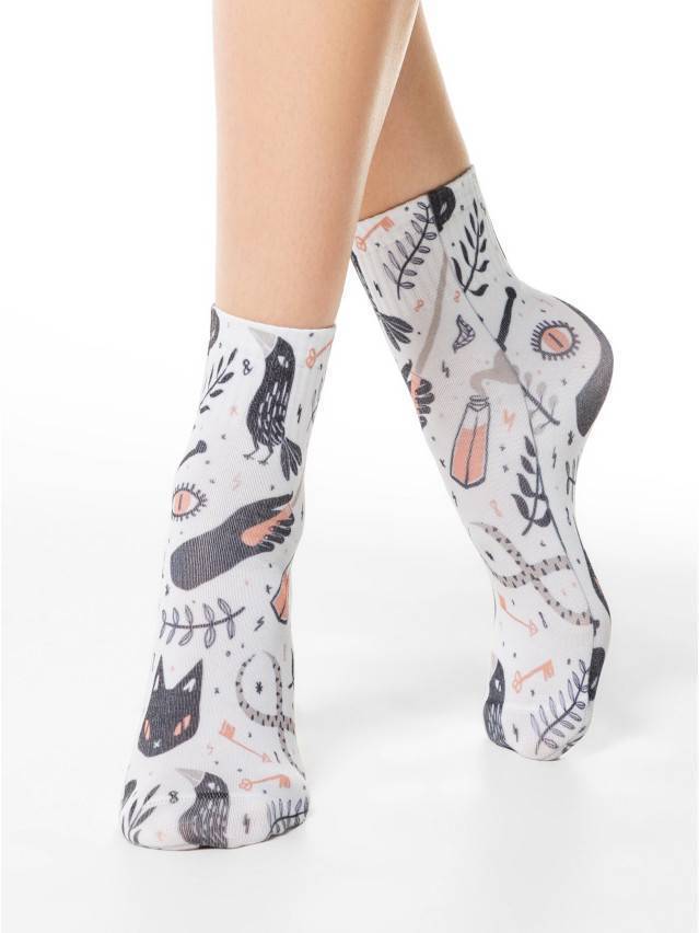 Шкарпетки жіночі бавовняні CE FANTASY (короткі, друк) 21С-112/1СП, р.36-39, 330 білий - 1