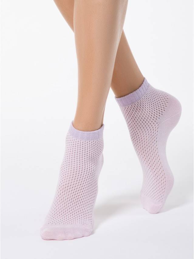 Шкарпетки жіночі бавовняні AJOUR (короткі, люрекс) 15С-81СП, р. 23, 077 світло-рожевий - 1