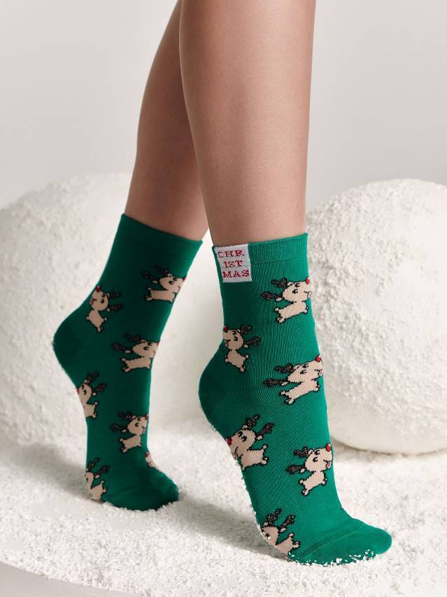 Шкарпетки жіночі бавовняні CE NEW YEAR 21С-73СП, р.36-39, 649 зелений - 1