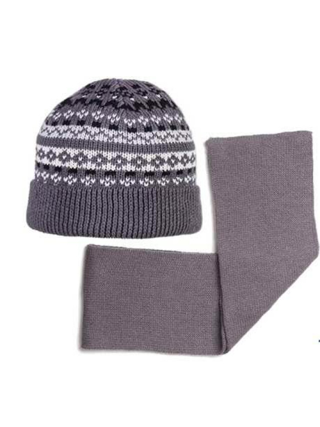 Комплект дитячий трикотажний: шапка та шарф, 14С-25СП; 14С-27СП, р.52; 13*106, темно-сірий - 1