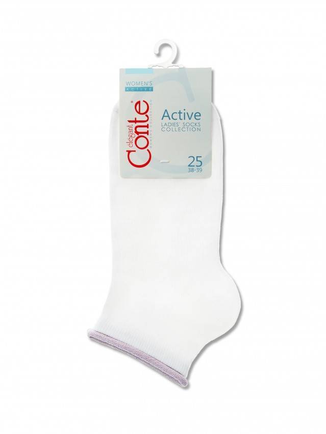 Шкарпетки жіночі бавовняні ACTIVE (декор.резинка) 12С-32СП, р.36-37, 035 білий-бузковий - 3