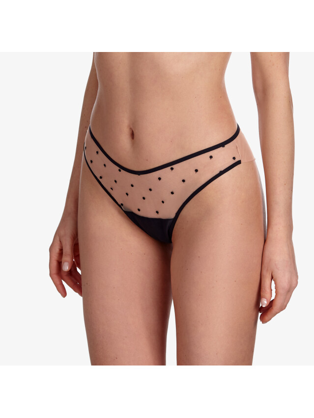 Труси жіночі Ajour МОКАЧИНО С15 36, Бежевий/чорний - 1
