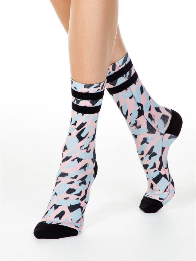 Жіночі шкарпетки з бавовни, з подовженим паголенком-резінкой, з різноманітними печатнимі малюнками універсальний розмір. - 1