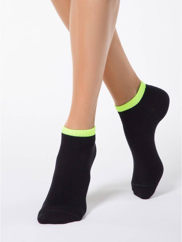 Шкарпетки жіночі бавовняні CLASSIC (короткі),р. 23, 068 чорний-салатовий - 1