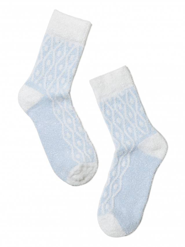 Комфортні теплі жіночі шкарпетки з об'ємної пухнастої нитки, з малюнком. - 2