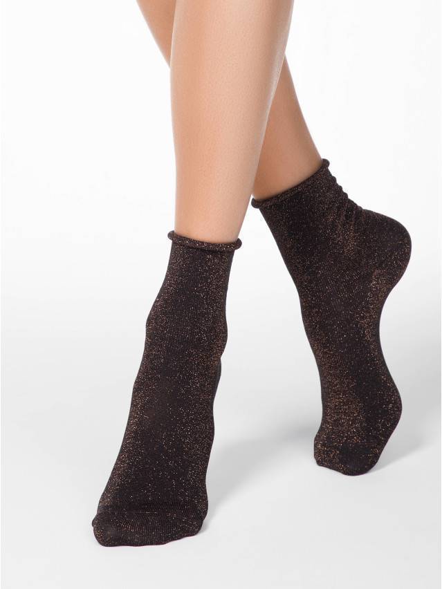 Фантазійні жіночі шкарпетки з віскози з люрексом, без резинки, однотонні. - 1
