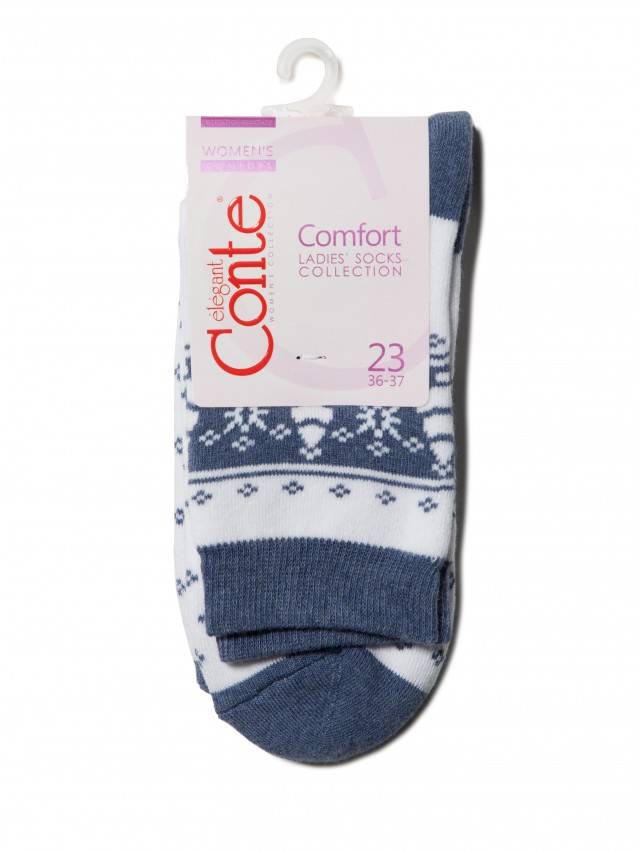 Шкарпетки жіночі бавовняні COMFORT (махрові),р. 23, 080 білий-джинс - 3
