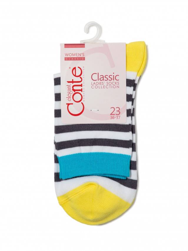 Шкарпетки жіночі бавовняні CLASSIC, р. 23, 087 білий-темно-сірий - 3