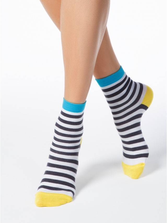 Шкарпетки жіночі бавовняні CLASSIC, р. 23, 087 білий-темно-сірий - 1