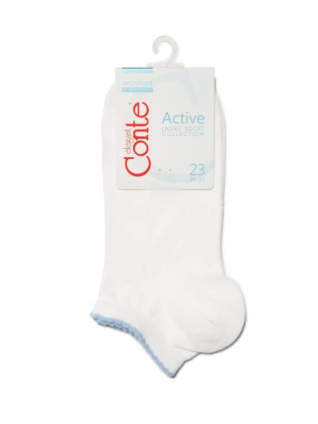 Шкарпетки жіночі бавовняні ACTIVE (короткі, з пікотом),р. 23, 041 білий-блакитний - 3