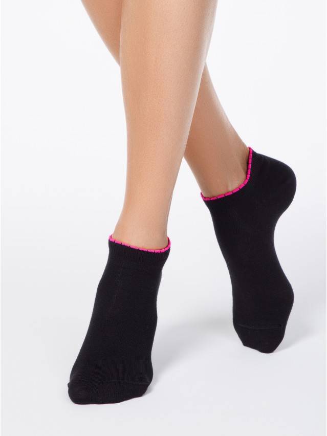 Шкарпетки жіночі бавовняні ACTIVE (короткі, з пікотом),р. 23, 041 чорний - 1