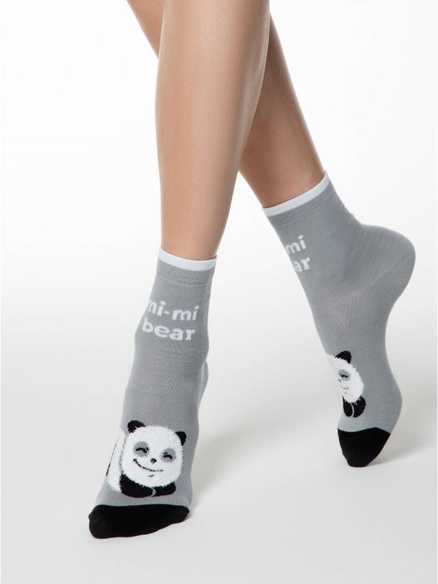 Жіночі шкарпетки з бавовни, з різноманітними малюнками з об'ємної пухнастої нитки. - 1
