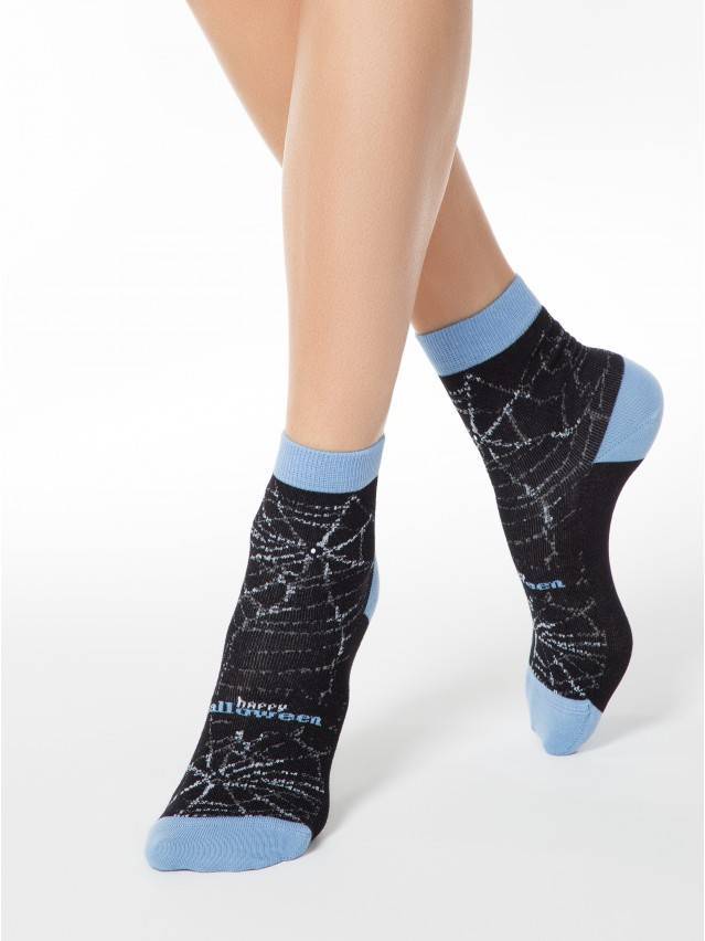 Шкарпетки жіночі бавовняні CLASSIC 17С-46СП, р.36-37, 285 чорний-блакитний - 1