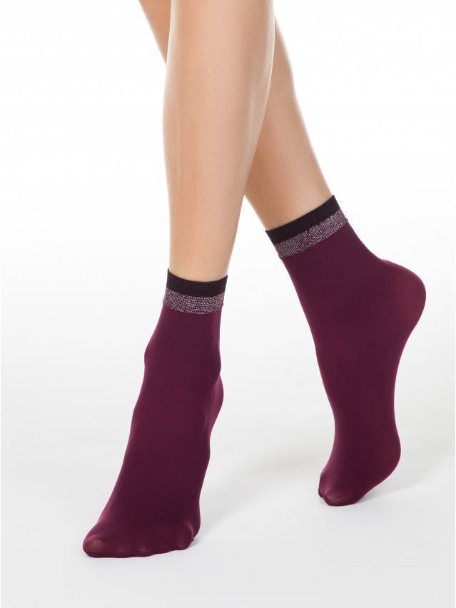 Щільні еластичні жіночі шкарпетки 50 ден з бортом, виконаним з використання металізованої нитки люрекс двох кольорів, ефект 3Д, без - 1