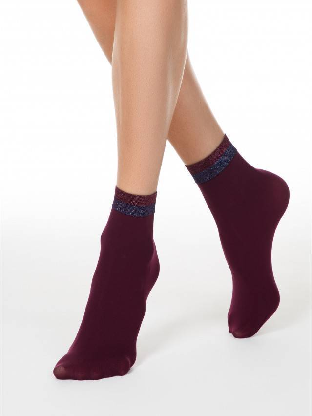 Щільні еластичні жіночі шкарпетки 50 ден з бортом, виконаним з використанням металізованої нитки люрекс двох кольорів, ефект 3Д, без - 1