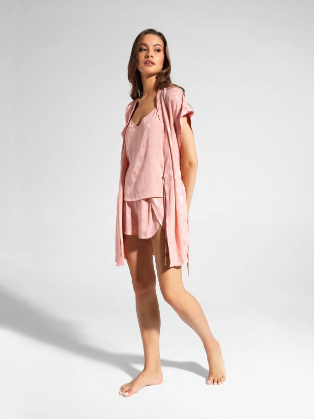 Халат жіночий з текстильної тканини без рукавів із спущеною лінією плеча. Низ пройми оброблений притачним манжетами, горловина і - 2